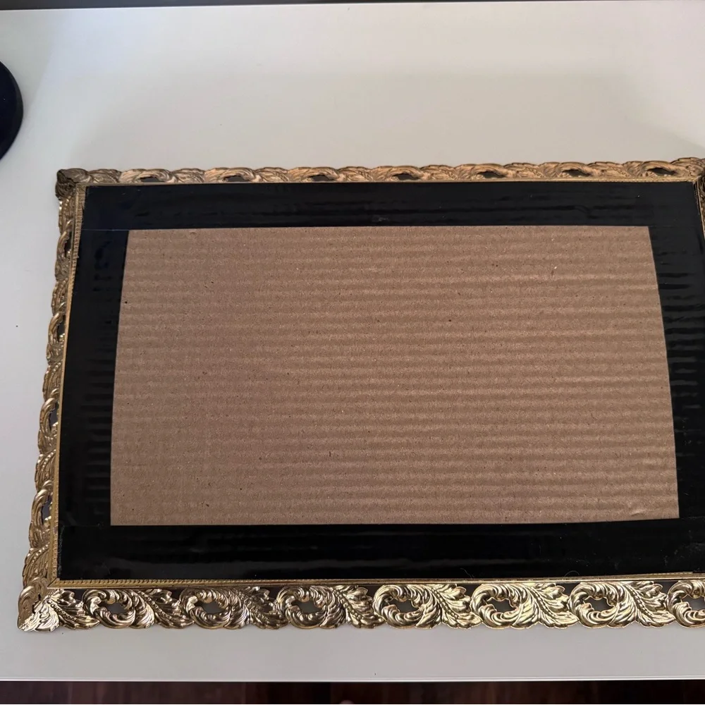 Vintage Mirrored Brass Vanity Tray 15 x 10